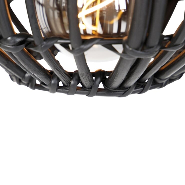 Landelijke hanglamp zwart langwerpig 3-lichts - canna