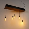 Landelijke hanglamp zwart met hout 5 lichts flair 14