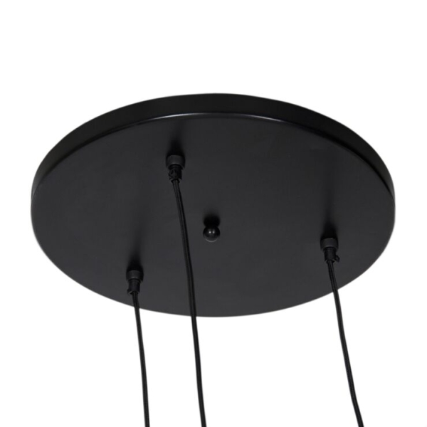 Landelijke hanglamp zwart rond 3-lichts - broom