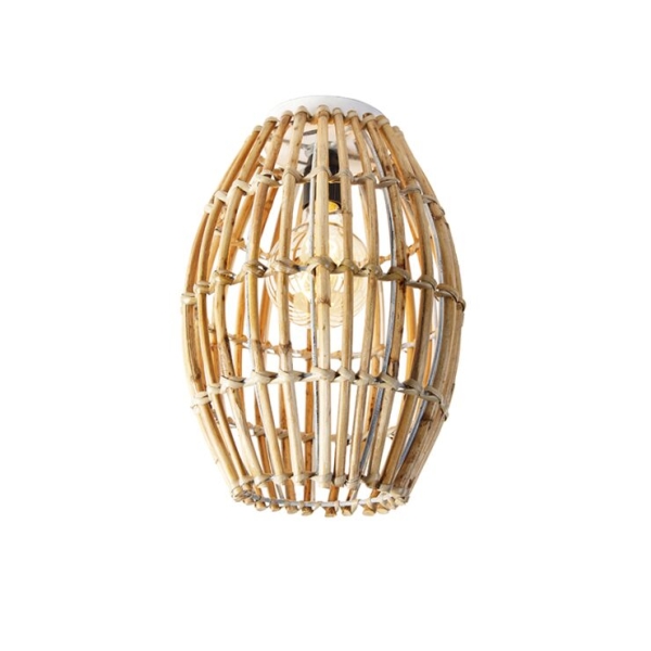 Landelijke plafondlamp bamboe en wit - canna capsule