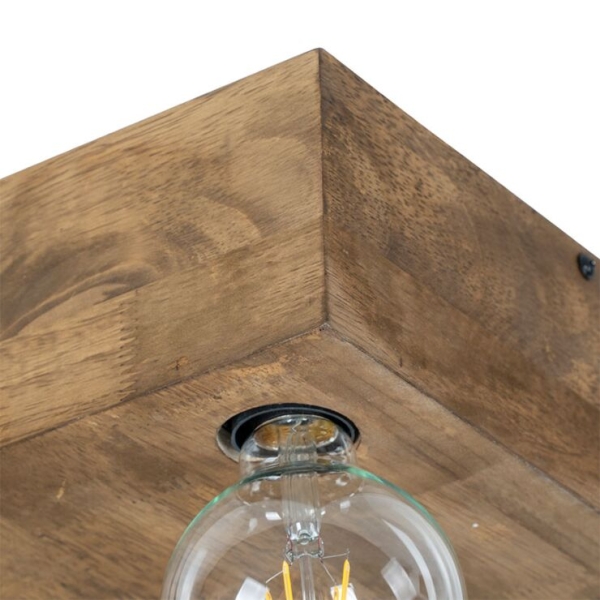 Landelijke plafondlamp vintage hout 4-lichts - bloc