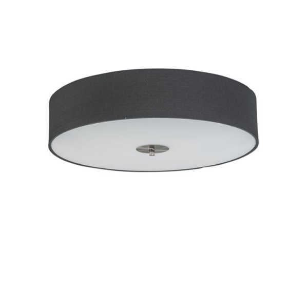 Landelijke plafondlamp zwart 50 cm - drum jute