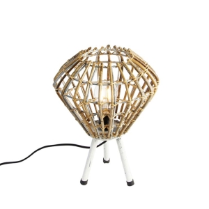 Landelijke tafellamp bamboe met wit - Canna Diamond