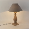 Landelijke tafellamp hout met taupe kap velours - burdock