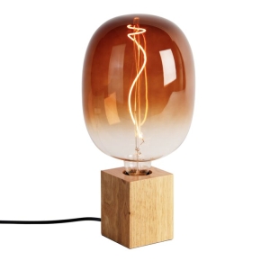 Landelijke tafellamp hout naturel incl. LED G170 - Bloc
