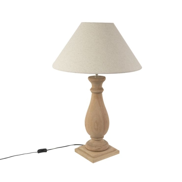 Landelijke tafellamp met linnen kap beige 55 cm - burdock