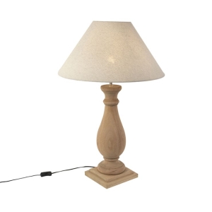 Landelijke tafellamp met linnen kap beige 55 cm - Burdock