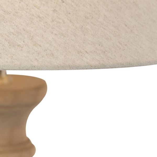 Landelijke tafellamp met linnen kap beige 55 cm - burdock