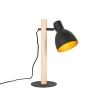Landelijke tafellamp zwart met hout - flint