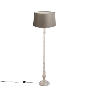 Landelijke vloerlamp taupe met linnen kap 45 cm - Classico