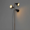Landelijke vloerlamp zwart met hout 3-lichts - flint
