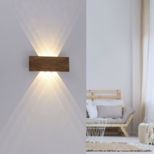 Landelijke wandlamp hout 32 cm incl. LED 6-lichts - Ajdin