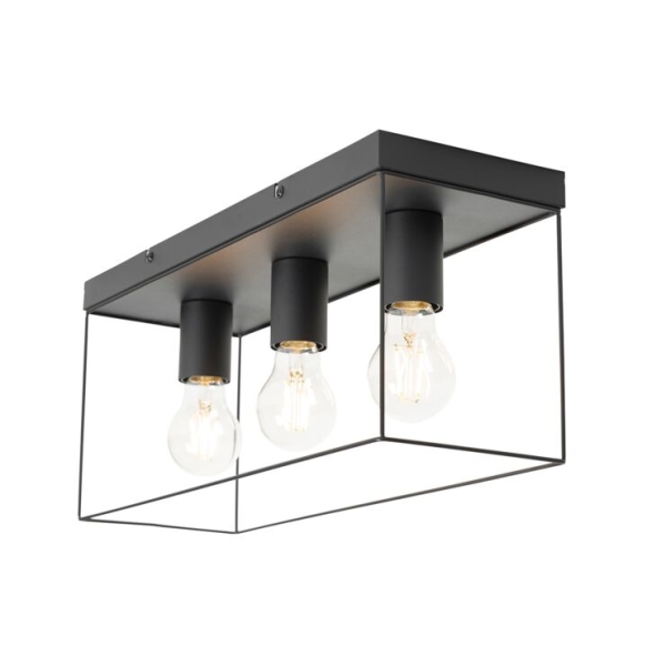 Minimalistische plafondlamp zwart 3-lichts - kodi