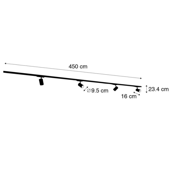 Modern 3-fase railsysteem wit met 4 spots 3000-4000k - ruler 38