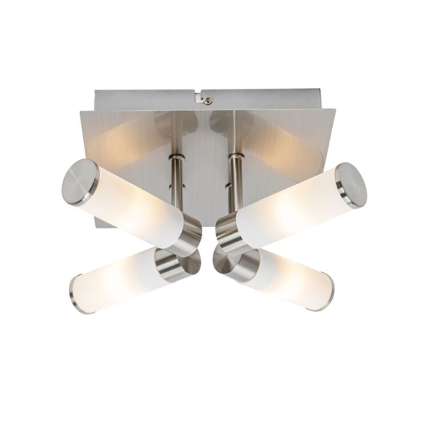 Moderne badkamer plafondlamp staal 4-lichts ip44 - bath