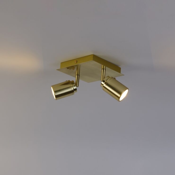 Moderne badkamer spot messing vierkant 2-lichts ip44 - ducha