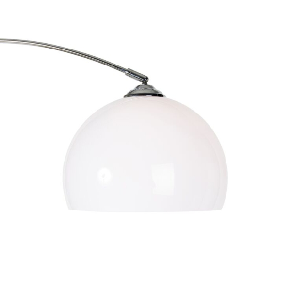 Moderne booglamp chroom met witte kap - Arc Basic