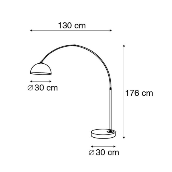Moderne booglamp messing met witte kap - arc basic