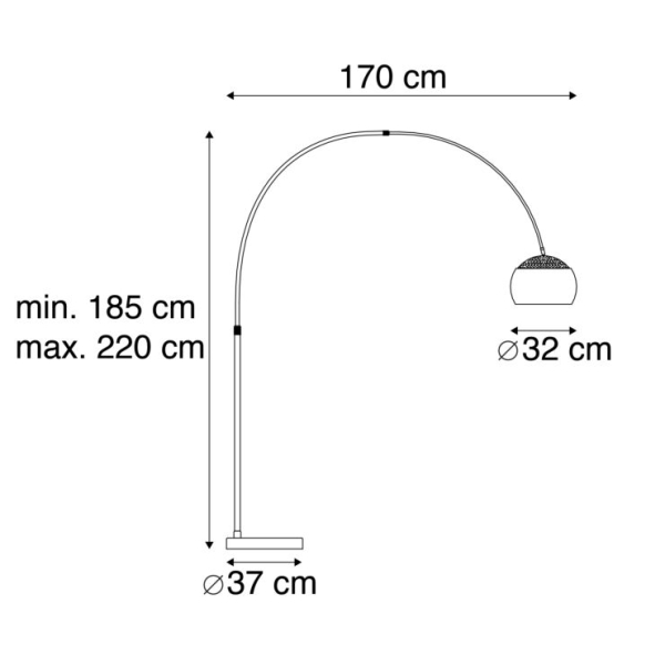 Moderne booglamp staal verstelbaar - grande