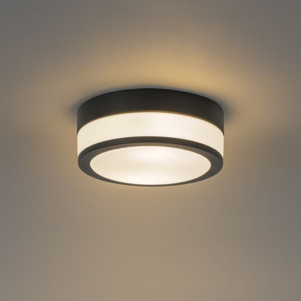 Moderne buiten plafondlamp zwart 23 cm ip44 - flavi