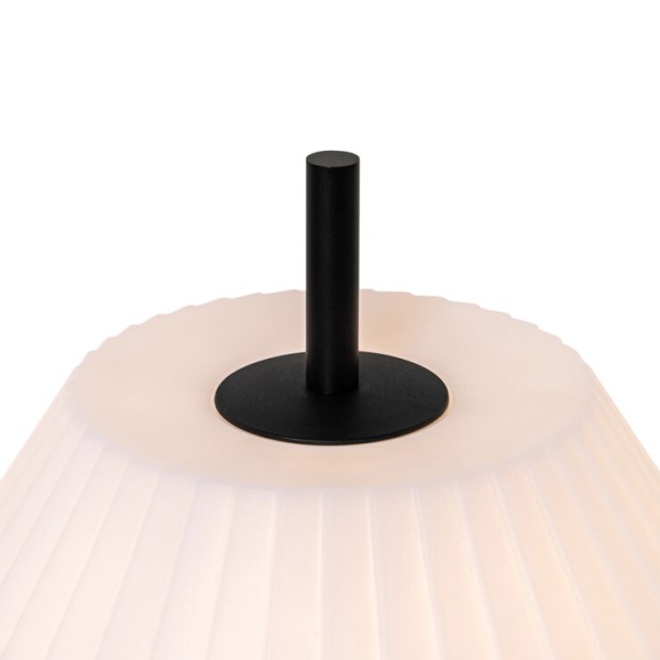 Moderne buiten tafellamp zwart met witte kap ip44 - robbert