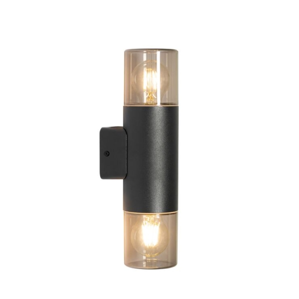 Moderne buiten wandlamp zwart 2-lichts ip44 - odense