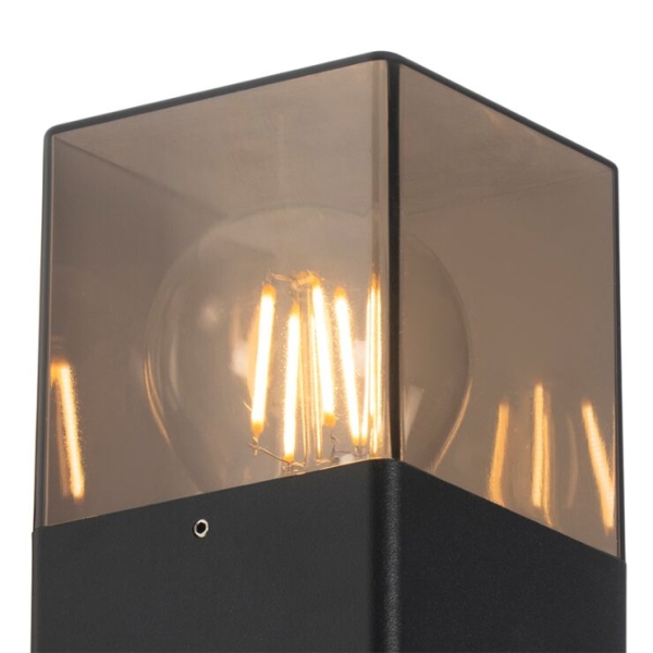 Moderne buiten wandlamp zwart ip44 met smoke glas - denmark