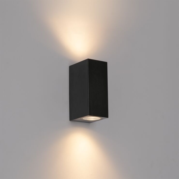 Moderne buiten wandlamp zwart kunststof 2-lichts - baleno