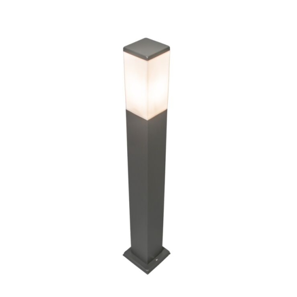 Moderne buitenlamp paal donkergrijs met opaal 80 cm ip44 - malios