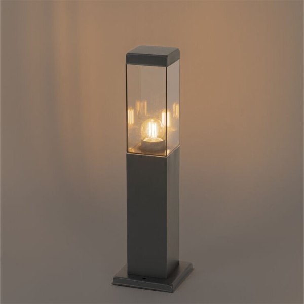 Moderne buitenlamp paal donkergrijs met smoke 45 cm - malios