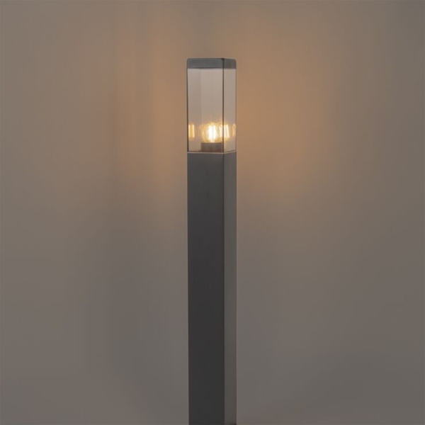 Moderne buitenlamp paal donkergrijs met smoke 80 cm - malios