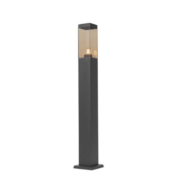 Moderne buitenlamp paal donkergrijs met smoke 80 cm - malios