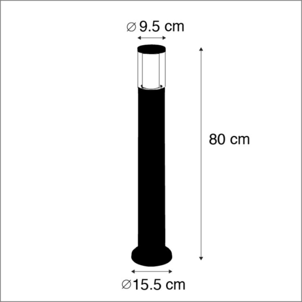 Moderne buitenpaal grijs 80 cm IP55 incl. E27 - Carlo