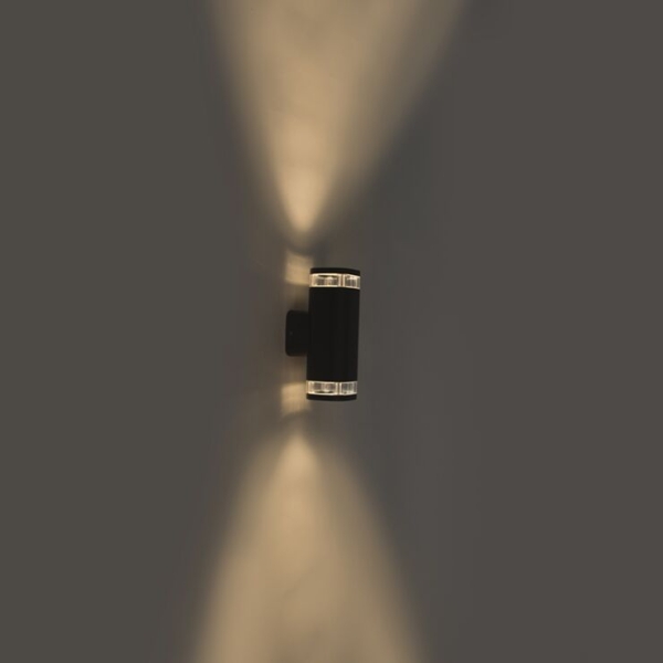 Moderne buitenwandlamp vierkant 2-lichts donker grijs - fox