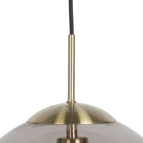 Moderne hanglamp messing met smoke glas 30 cm - ball