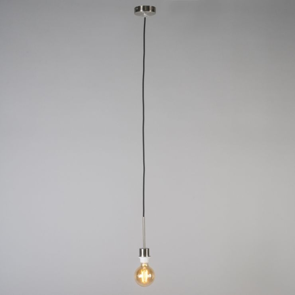 Moderne hanglamp staal en zwart met kap 45 cm taupe - combi