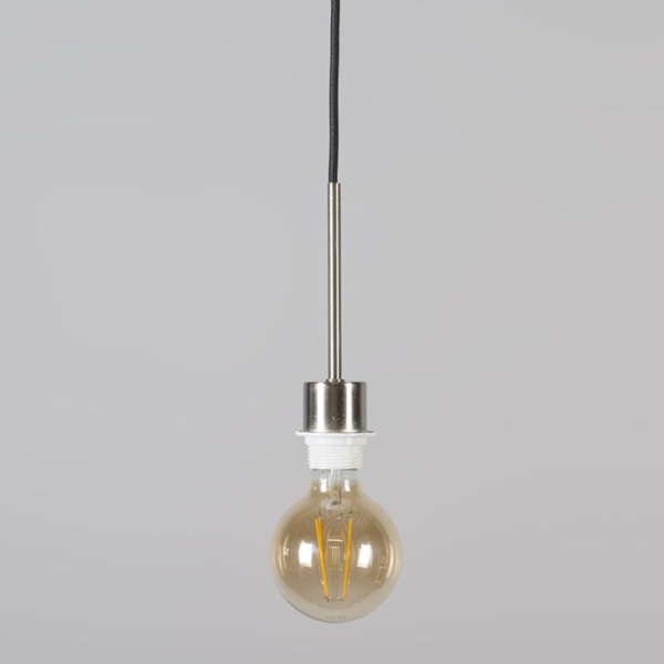 Moderne hanglamp staal met kap 45 cm zwart - combi 1