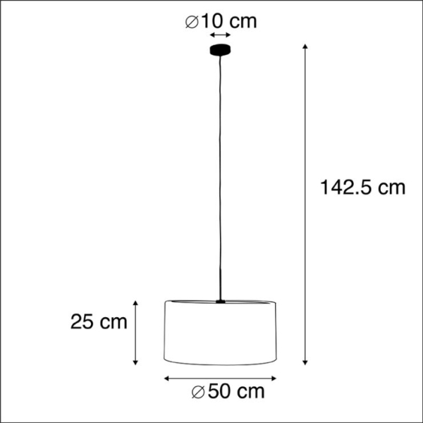 Moderne hanglamp wit met zwarte kap 50 cm - combi 1
