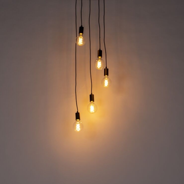 Moderne hanglamp zwart 35 cm 5-lichts - facil