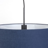 Moderne hanglamp zwart met antiek blauwe kap 50 cm - combi 1