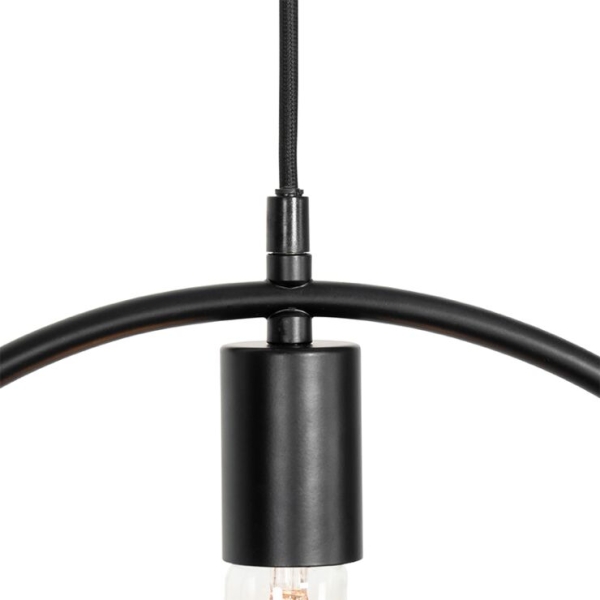 Moderne hanglamp zwart met glas rond - roslini