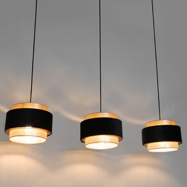 Moderne hanglamp zwart met goud 3-lichts - elif