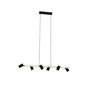 Moderne hanglamp zwart met goud 6-lichts - Beata
