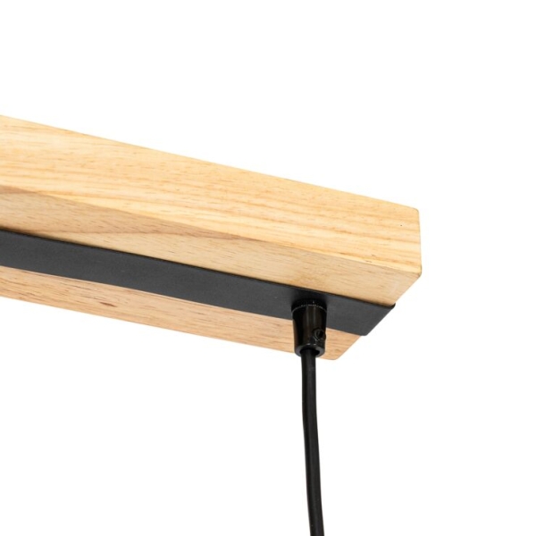 Moderne hanglamp zwart met hout 5-lichts - jeana