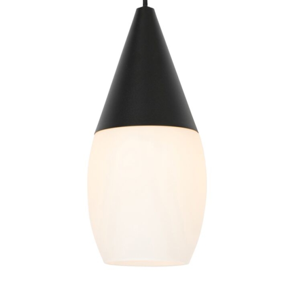 Moderne hanglamp zwart met opaal glas 4-lichts - drop