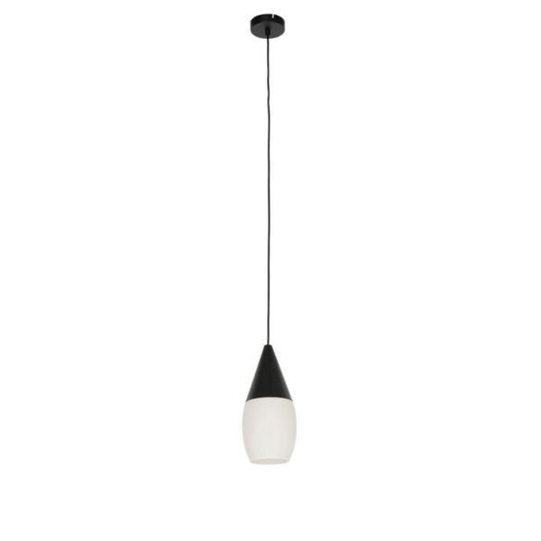 Moderne hanglamp zwart met opaal glas - drop