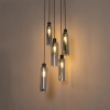 Moderne hanglamp zwart met smoke glas 5-lichts - stavelot