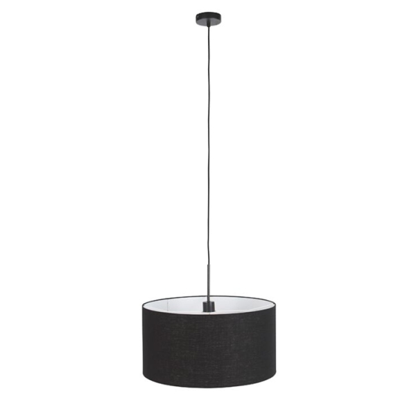 Moderne hanglamp zwart met zwarte kap 50 cm - combi 1