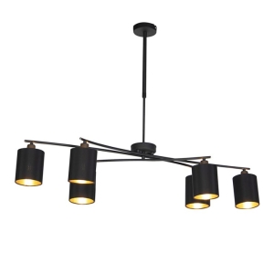 Moderne hanglamp zwart verstelbaar 6-lichts - Lofty