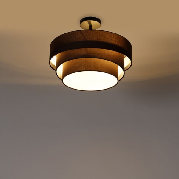 Moderne plafondlamp bruin 45 cm 3-lichts - drum trio
